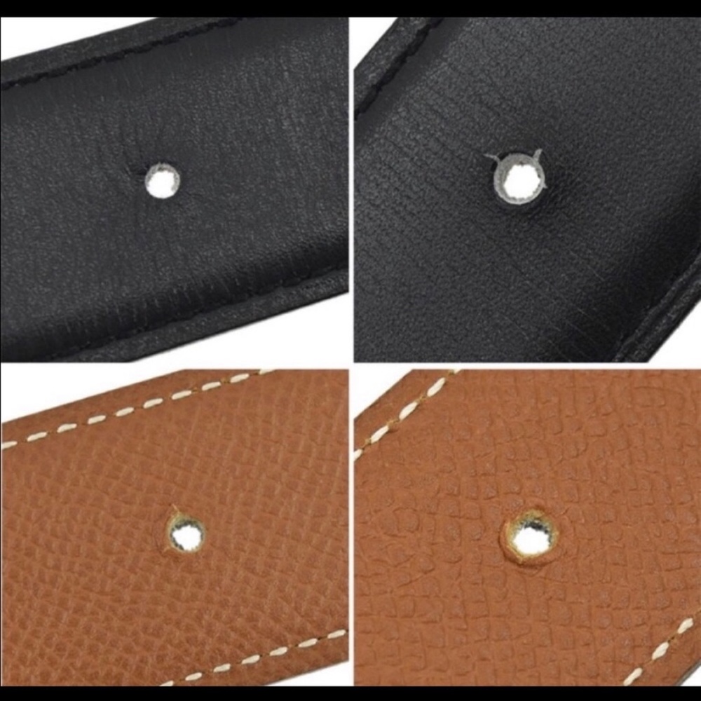 H belt buckle & Reversible leather strap 32 mm. Size 70. - Picture 3 of 6